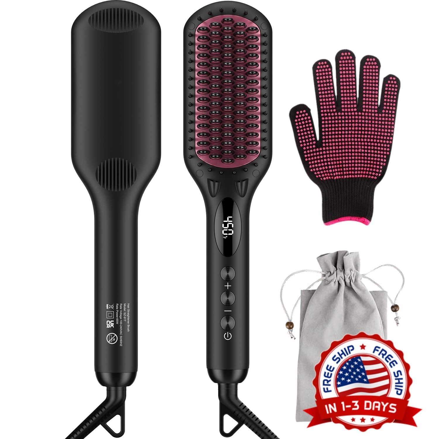 Cepillo alisador de pelo de cerámica 2 en 1 con tratamiento antiescaldadura NEW Cepillo alisador de pelo de cerámica 2 en 1 con tratamiento antiescaldadura NEW