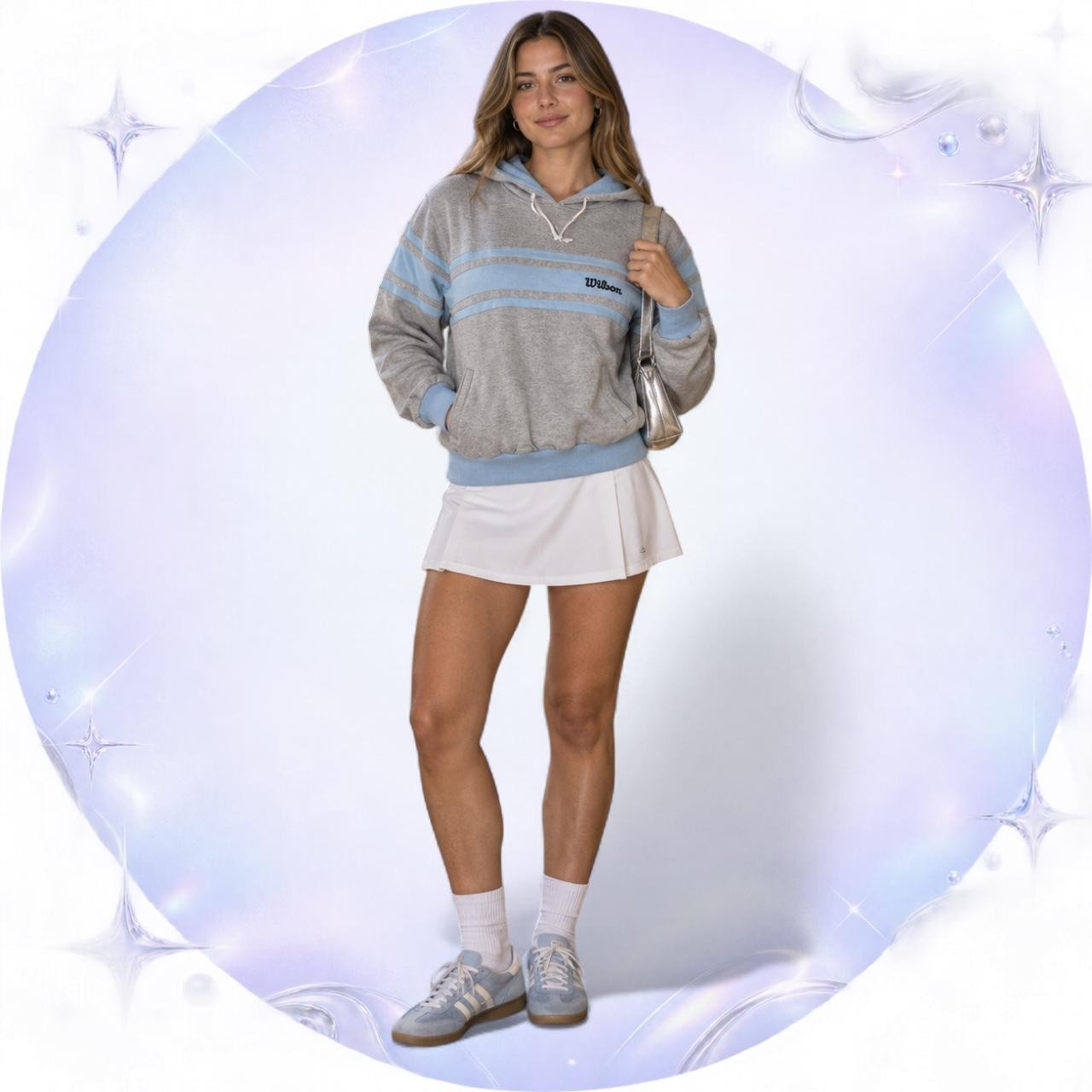 VINTAGE 80S WILSON STRIPED CROPPED HOODIE