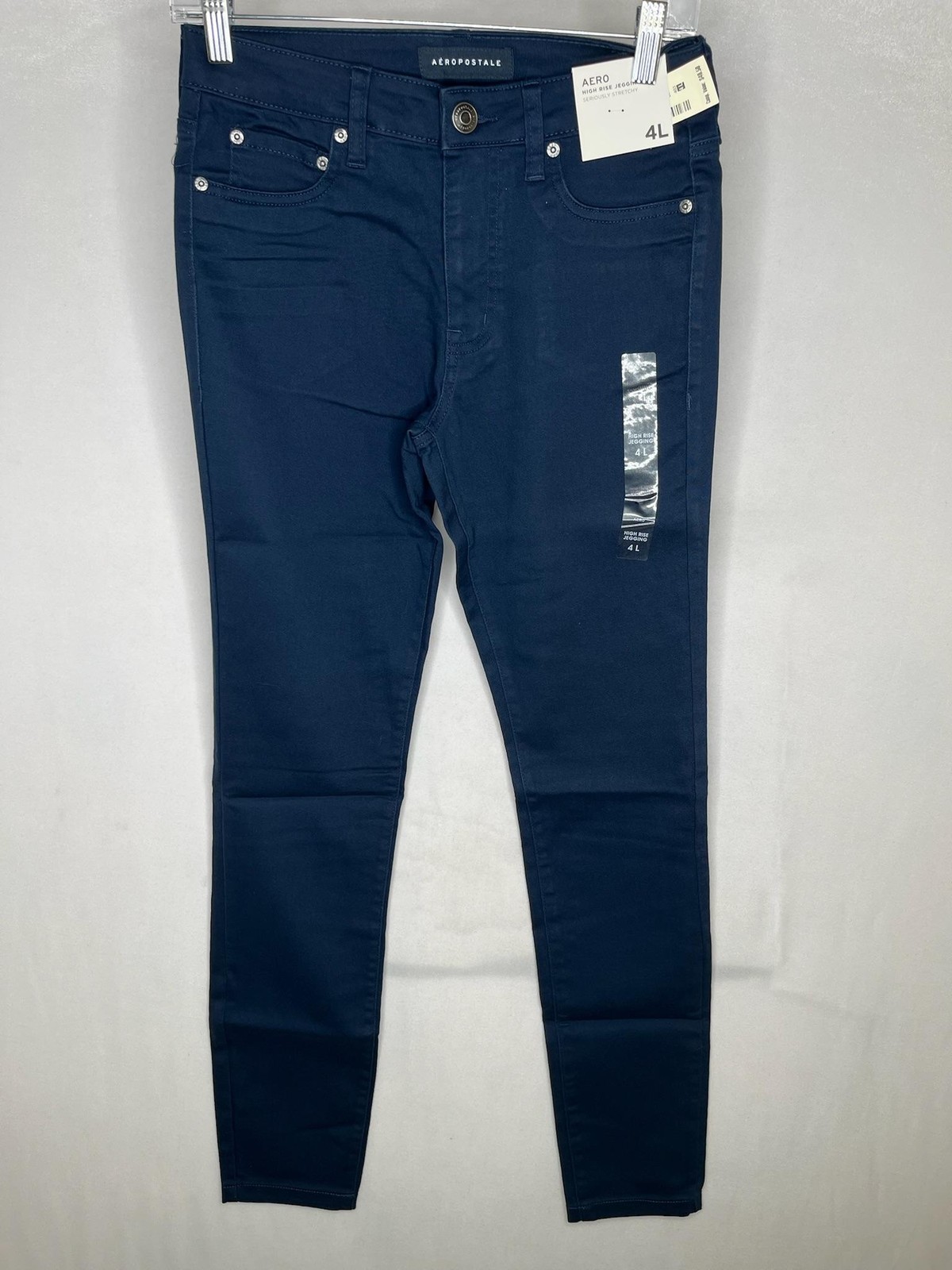 Aeropostale High Rise Jegging Jeans Womens 4 Tall Blue Dark Wash Stretch NEW