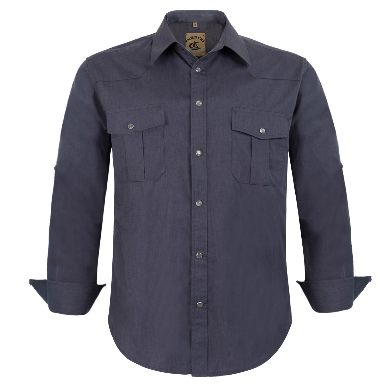 Men's Western Cowboy Long Sleeve Pearl Snap Casual Work Solid Shirts Men's Western Cowboy Long Sleeve Pearl Snap Casual Work Solid Shirts