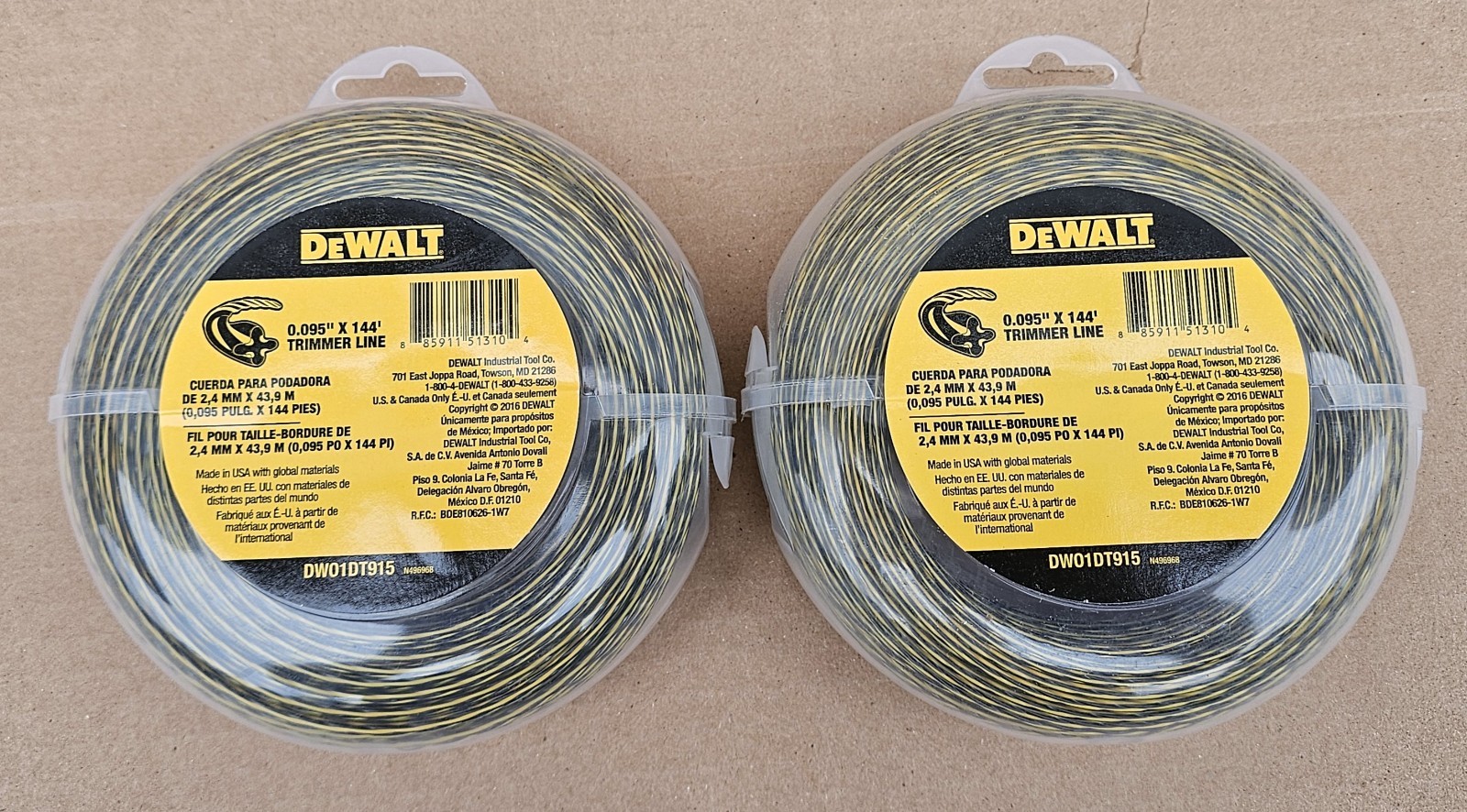 (2 Pk) DEWALT Professional Grade Trimmer Line 0.095in X 144ft Braided DW01DT915 (2 Pk) DEWALT Professional Grade Trimmer Line 0.095in X 144ft Braided DW01DT915