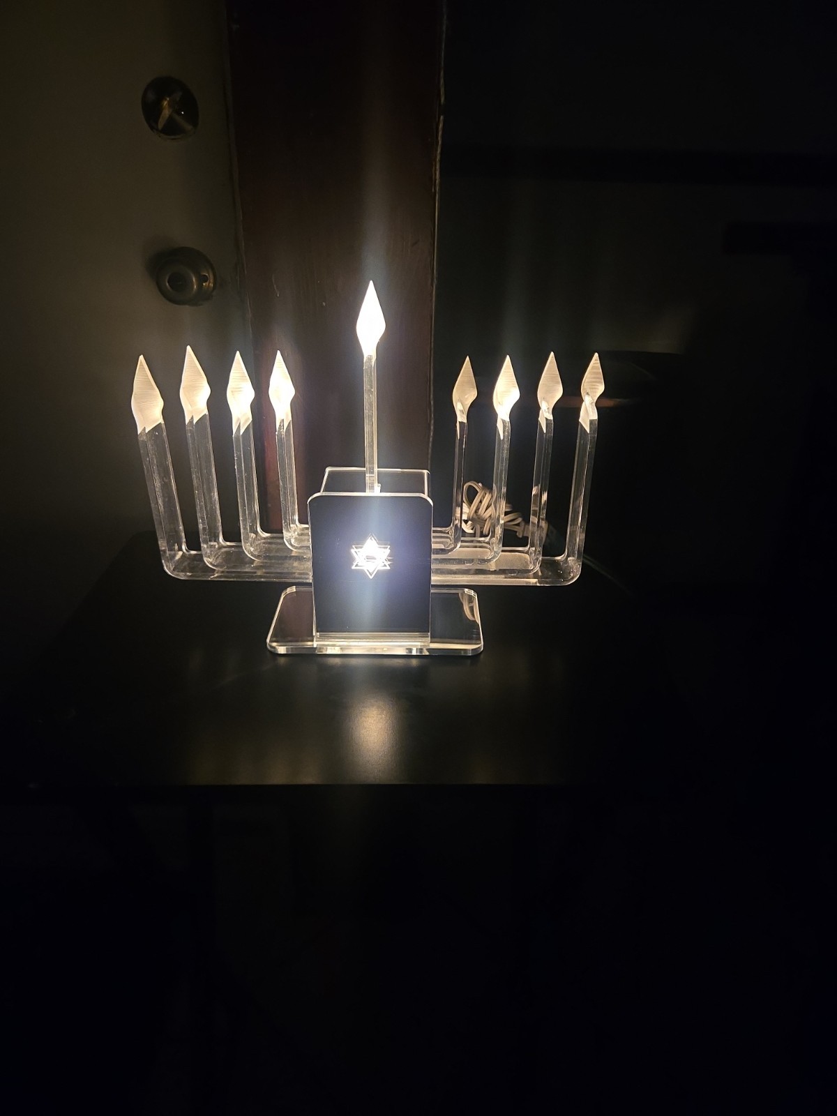 Vintage MCM Jewish Star Acrylic Electric Hanakkuh Menorah Judaica Judaism Works