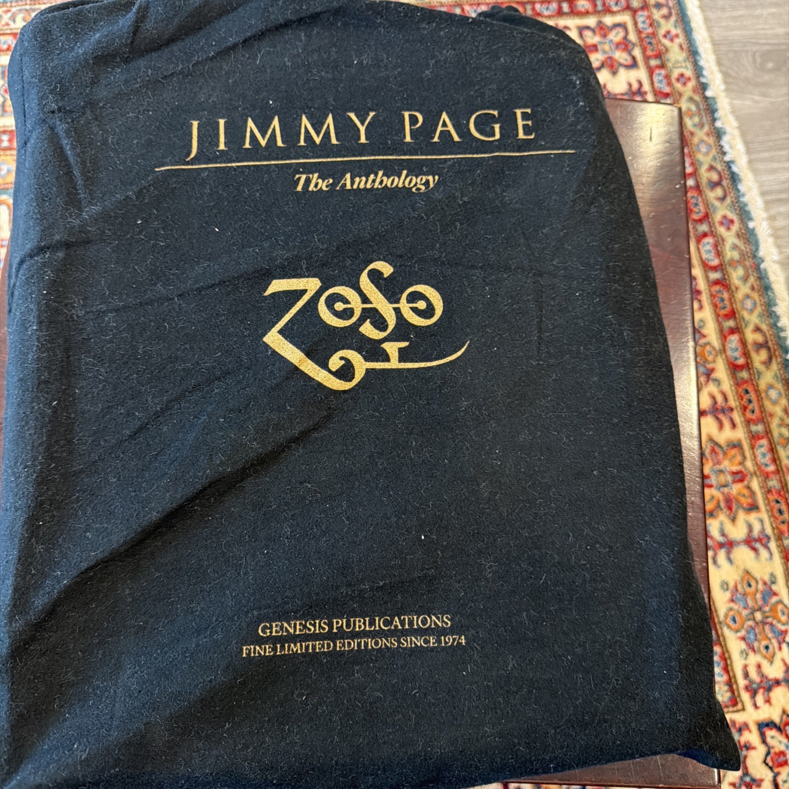 JIMMY PAGE + THE ANTHOLOGY + GENESIS SIGNED LEATHER LIMITED TO 2500