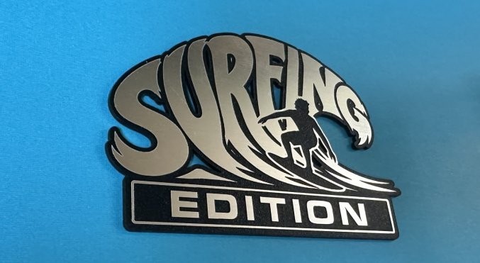 CUSTOM SURFING EDITION CAR BADGE AUTOMOBILE EMBLEM BEACH SCUBA SURFBOARD SURF