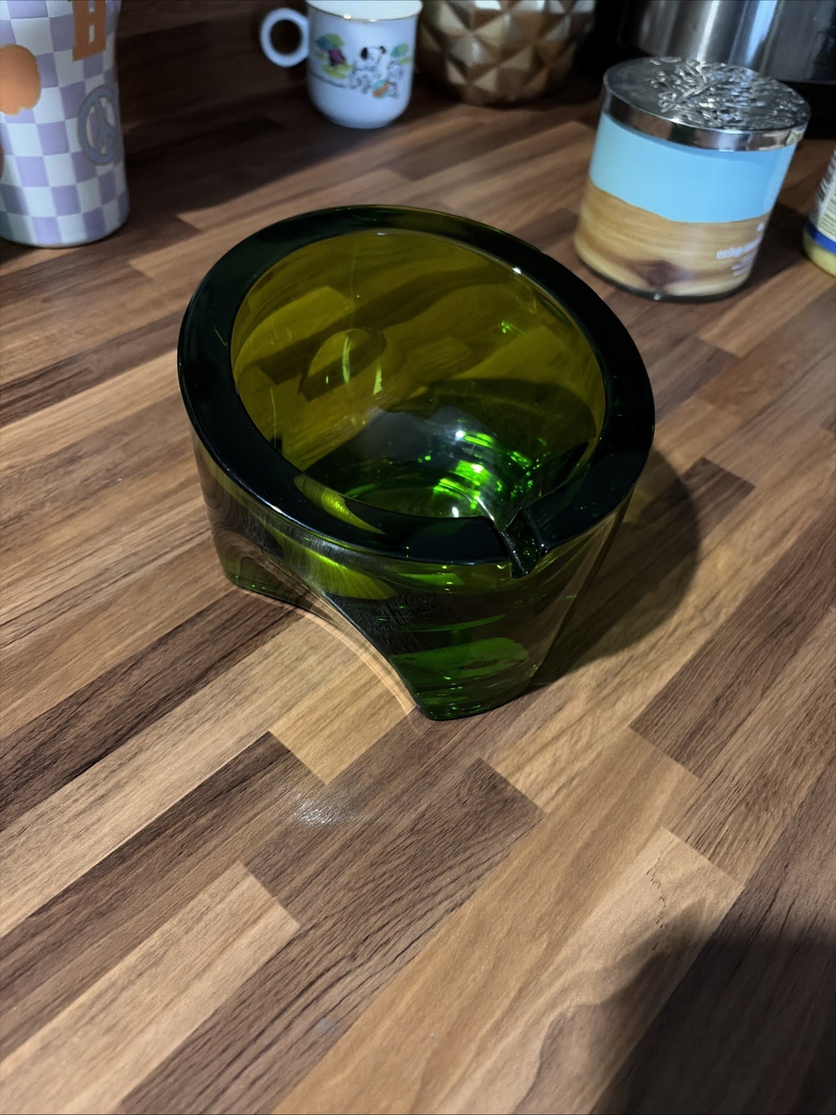 Vintage 1960s Midcentury Modern Viking Glass Ashtray, Slant Style