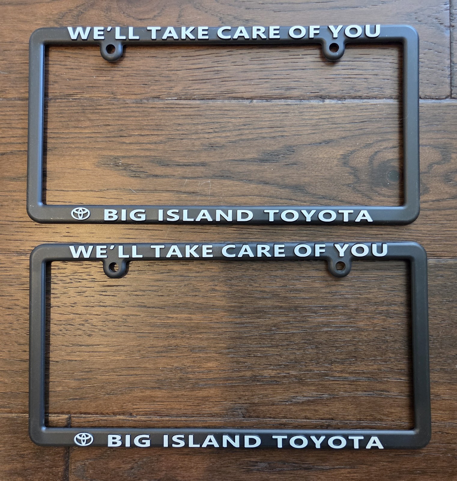 Pair of 2X Big Island Toyota HI Dealer License Plate Frames Plastic