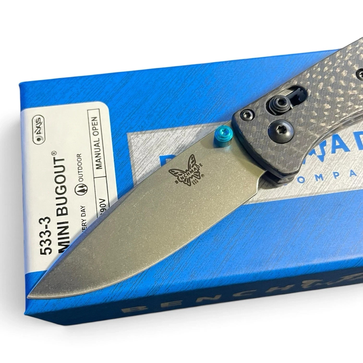 Benchmade 533-3 Mini Bugout S90V Carbon Fiber AXIS Satin Plain Edge EDC Knife