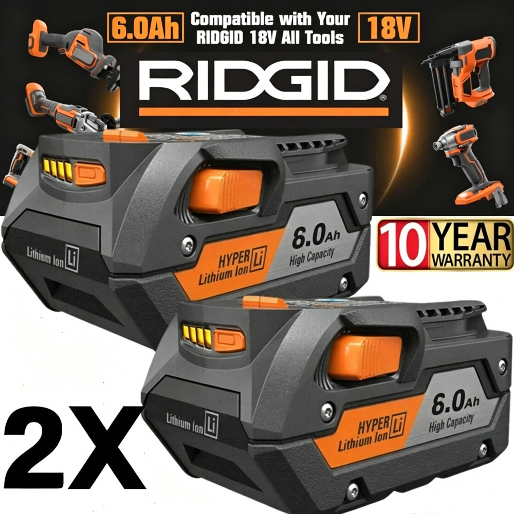 2-PACK batteries for Ridgid R86041 18V Angle Grinder R86060 18V Brad Nailer US 2-PACK batteries for Ridgid R86041 18V Angle Grinder R86060 18V Brad Nailer US