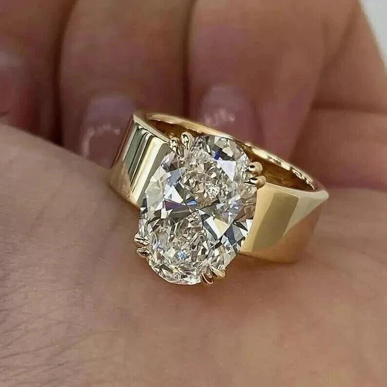 3.50Ct Oval Cut IGL&I Certified Lab Grown Diamond Solitaire Ring 18k Yellow Gold