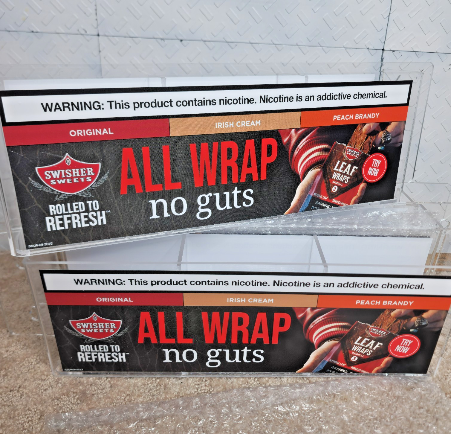 Swisher Sweets Acrylic Display Rack Lot of 4 3-Slot All Wrap No Guilt