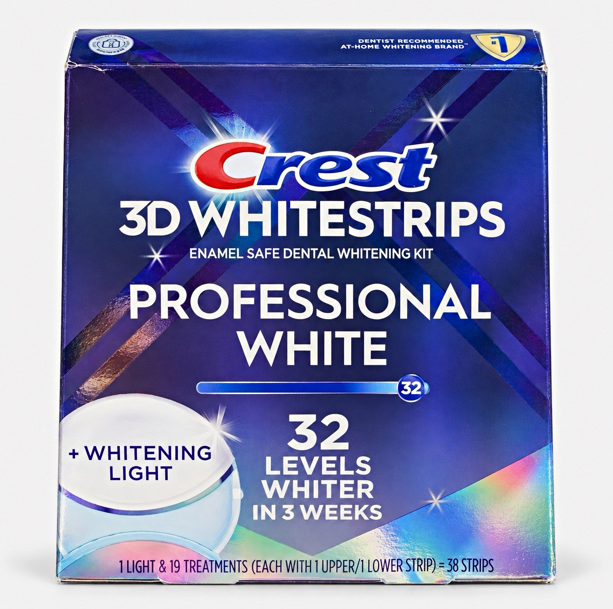 Crest 3D Whitestrips Professional White Kit w/ Light, Enamel Safe