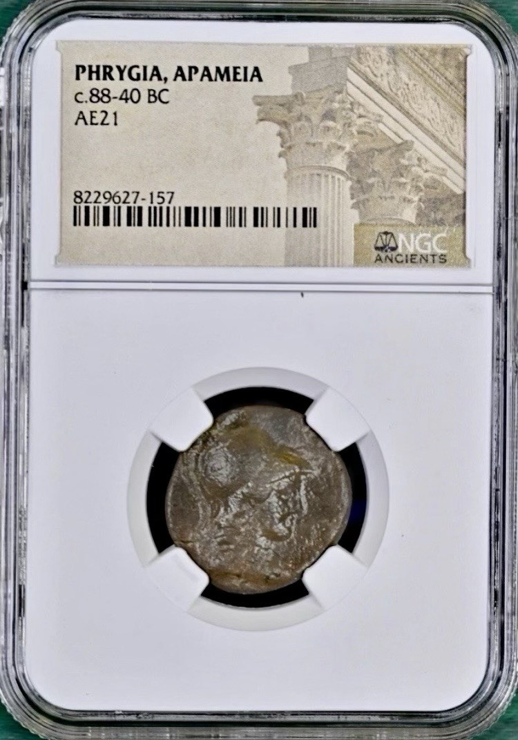 Ancient Apameia Phrygia Coin 88BC-40BC Athena and Eagle Very Rare NGC Certified