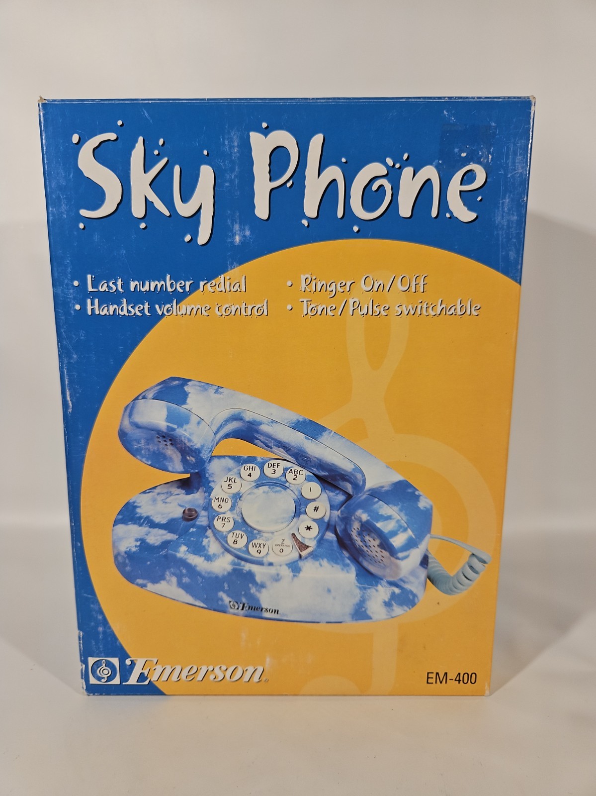 Vintage 2001 Emerson Sky Phone EM-400 UNUSED Landline Telephone Blue Sky Clouds