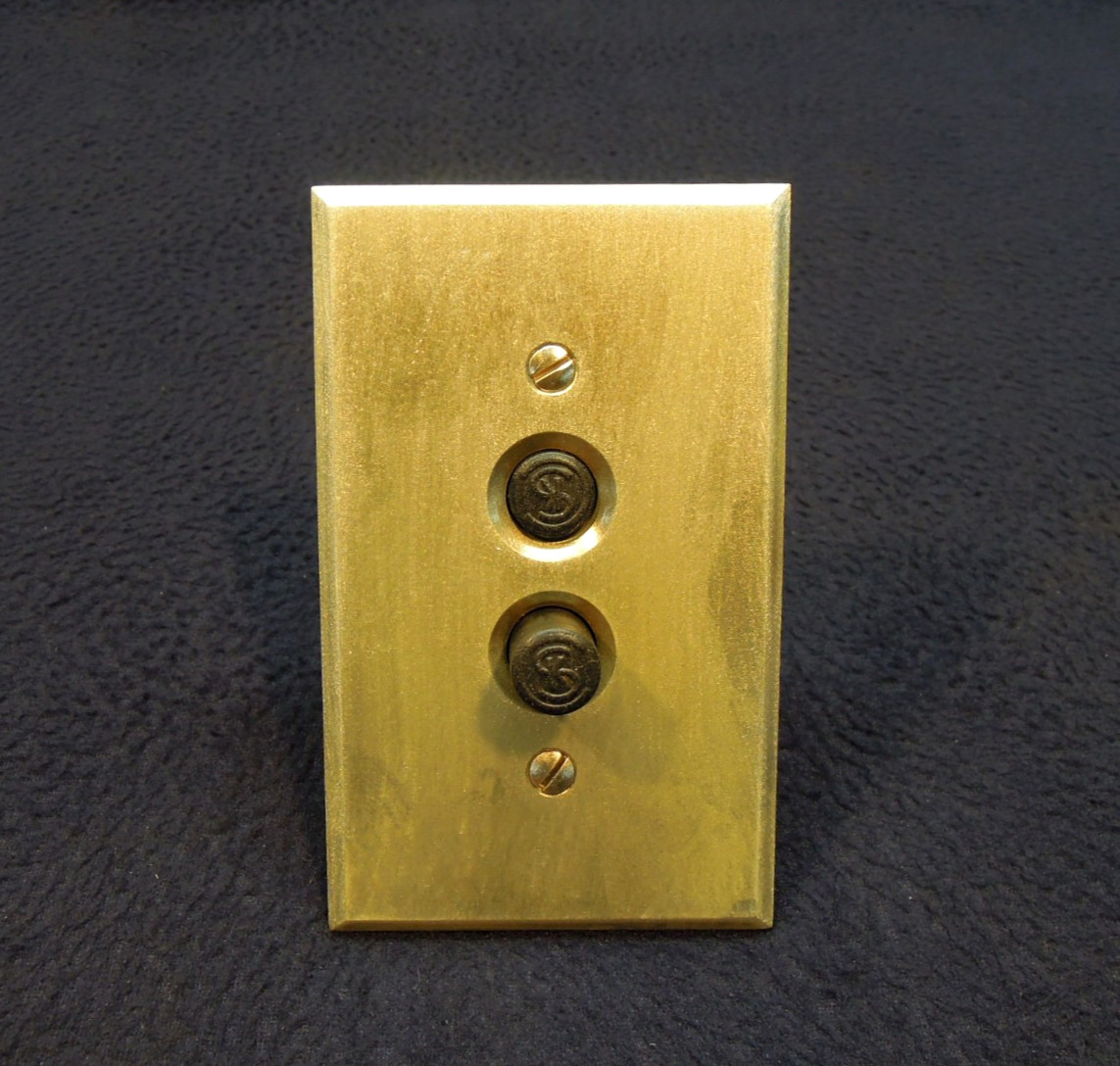 Antique Early Electrical 3-way Push Button Wall Light Switch  CSK - Refurbished