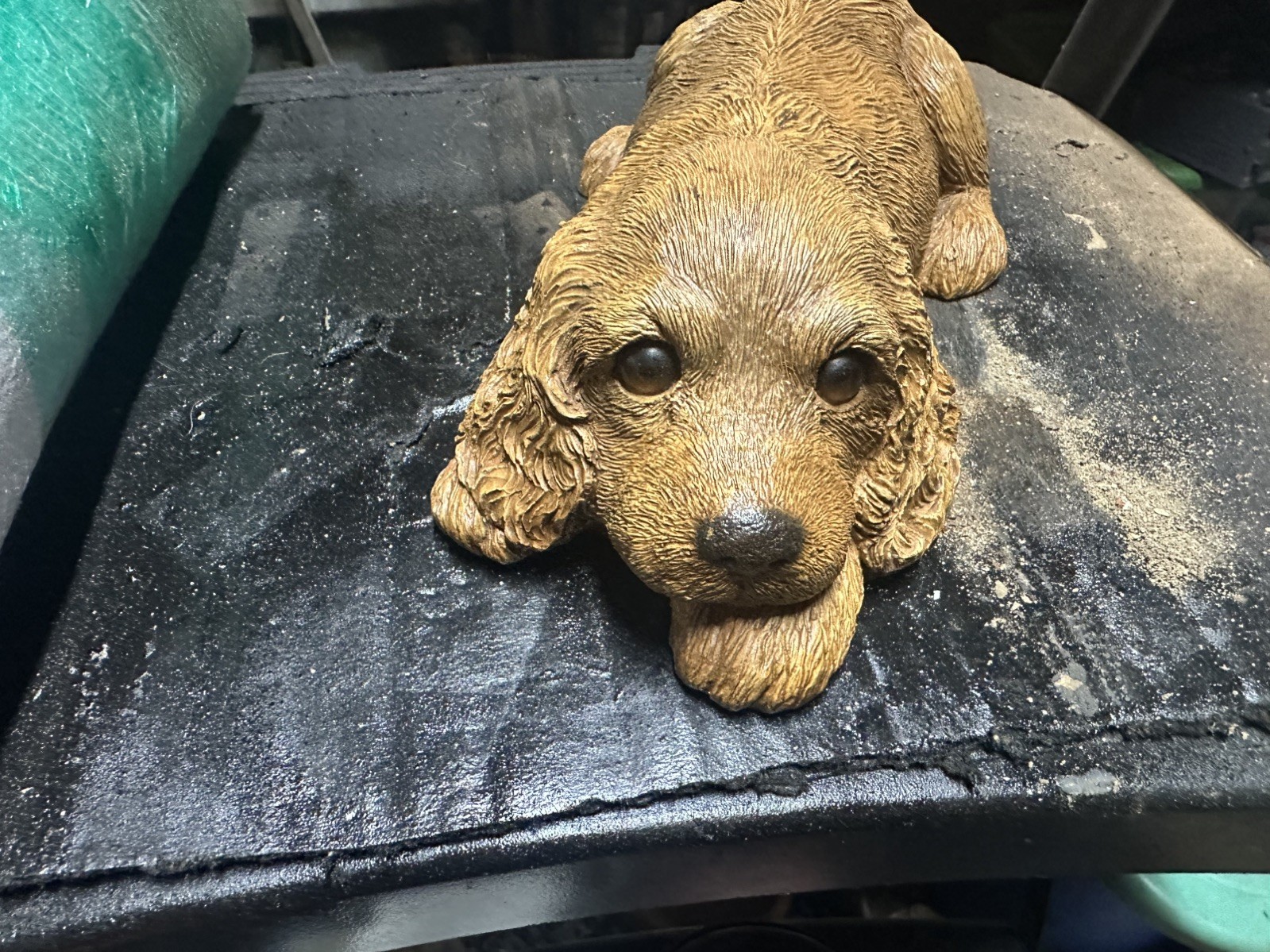 Vintage Sandicast Dog Sculpture Cocker Spaniel Puppy 1983 Signed Sandra Brue 