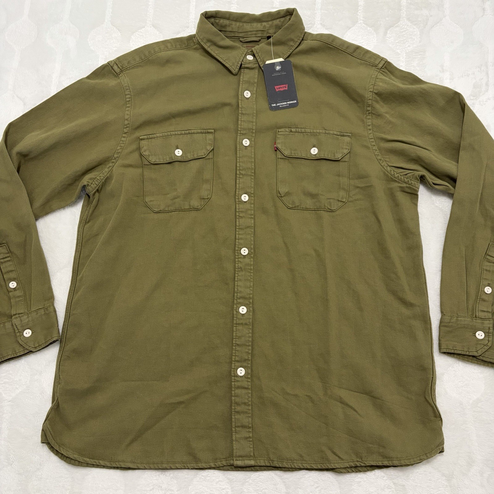 NWT Levi’s The Jackson Worker Shirt Men’s Large Green Hemp Flannel Relaxed Fit NWT Levi’s The Jackson Worker Shirt Men’s Large Green Hemp Flannel Relaxed Fit