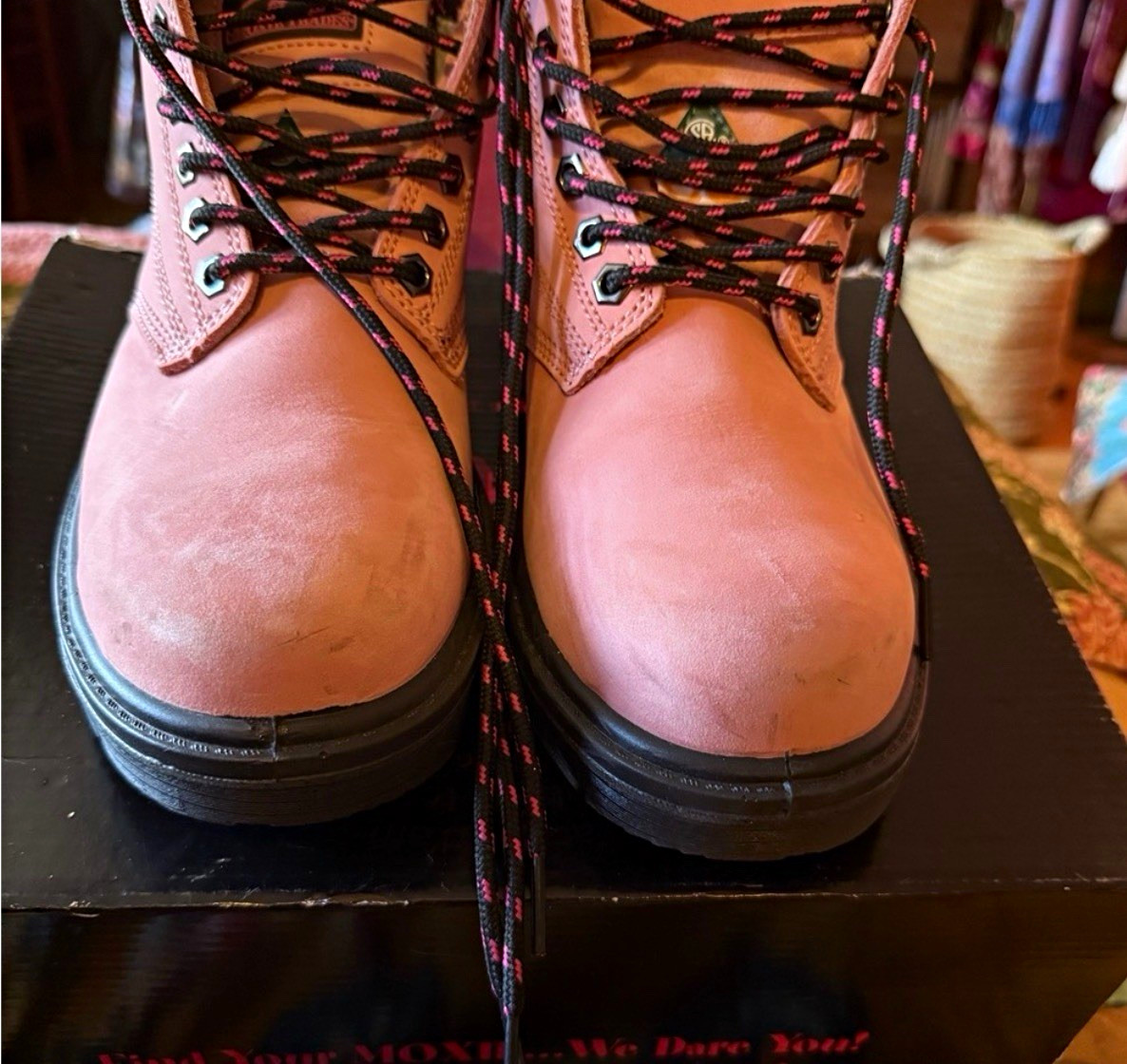 Moxie Trades Alice Steel Toe Waterproof EH Work Boot Pink Women\'s 8 Wide 50162