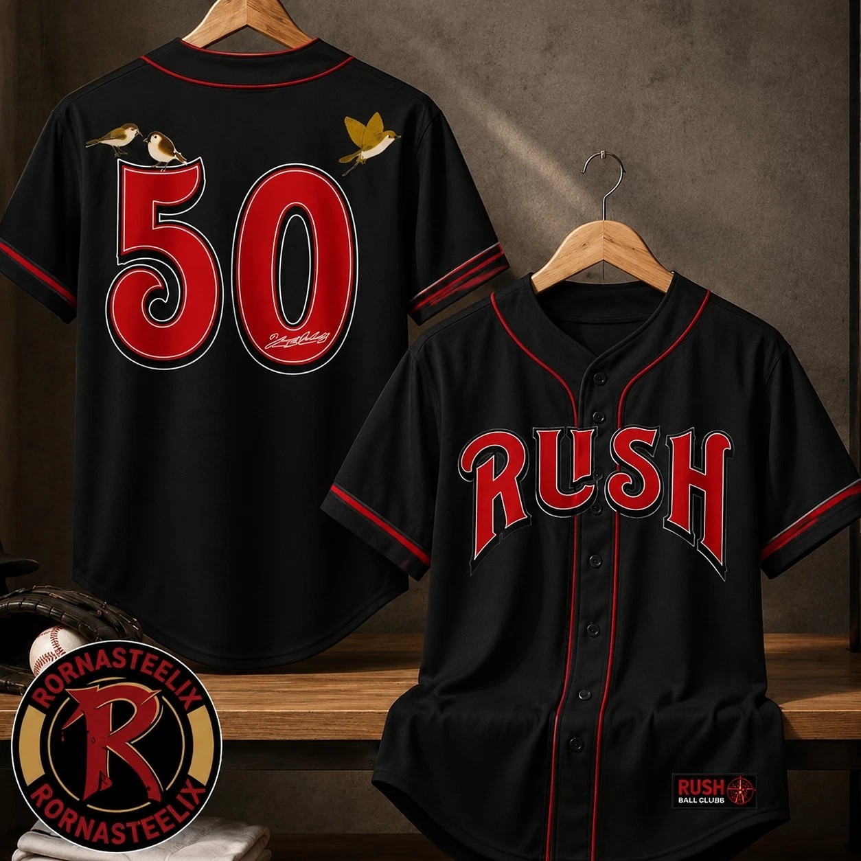 Rush Fifty Something Tour 2026 Merch Logo reprint Baseball Jersey Shirt
