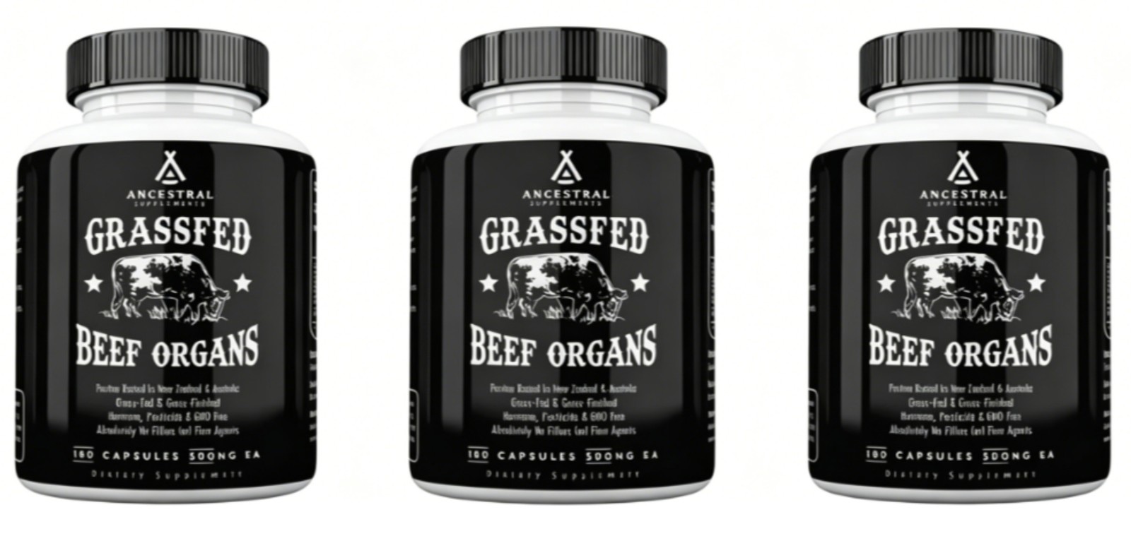 Ancestral Supplements Grass Fed Beef Organ New Supplement, 180 Capsules, Non-GMO