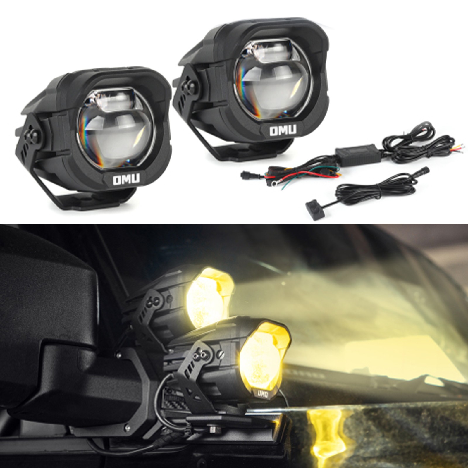 2Pcs OMU LED A-Pillar Ditch Pod Light Kit For Jeep Wrangler Ford ATV Motorcycle