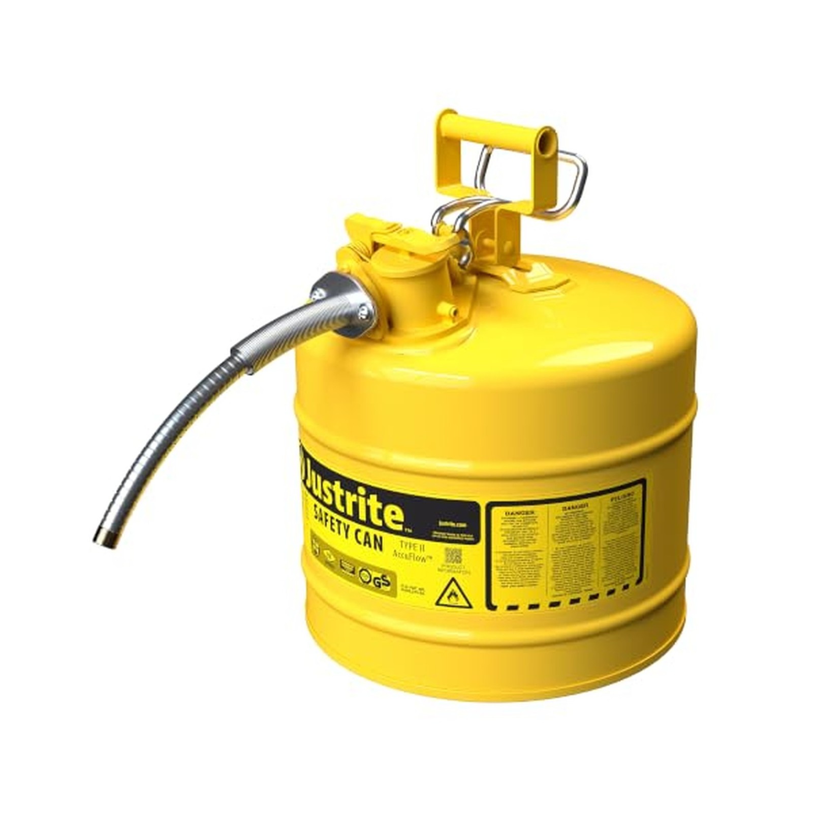Justrite Type II Diesel Fuel Can, Yellow Galvanized Steel, FM Approved Justrite Type II Diesel Fuel Can, Yellow Galvanized Steel, FM Approved