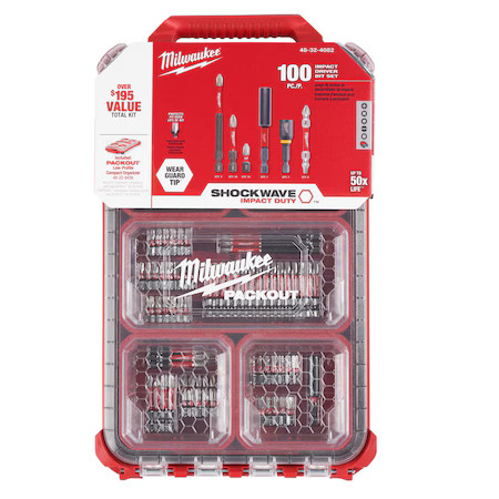 Milwaukee Tool 48-32-4082 100 Pc. Shockwave Impact Duty Driver Bit Packout Set Milwaukee Tool 48-32-4082 100 Pc. Shockwave Impact Duty Driver Bit Packout Set