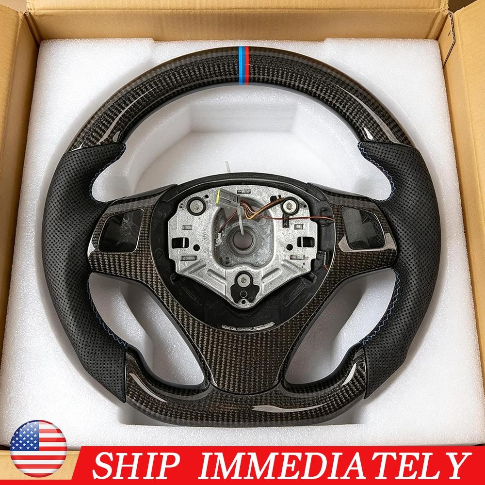 Real Carbon Fiber Steering Wheel For BMW E90 E92 E93 325i 328i 335i SSG W/Cover