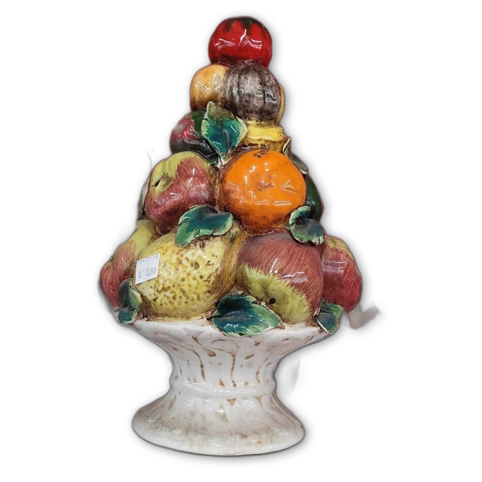 Vtg Ceramic Fruit Topiary Centerpiece Hand Painted 12\