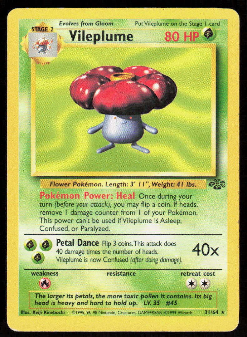 Vileplume 31/64 Rare Jungle Pokemon Unlimited Heavily Played