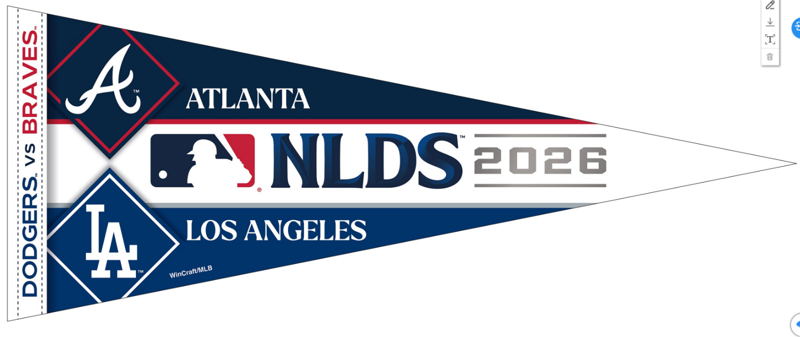 2026 NLDS Atlanta Braves Los Angeles Dodgers Duel 12x30 Premium Pennant 2026 NLDS Atlanta Braves Los Angeles Dodgers Duel 12x30 Premium Pennant