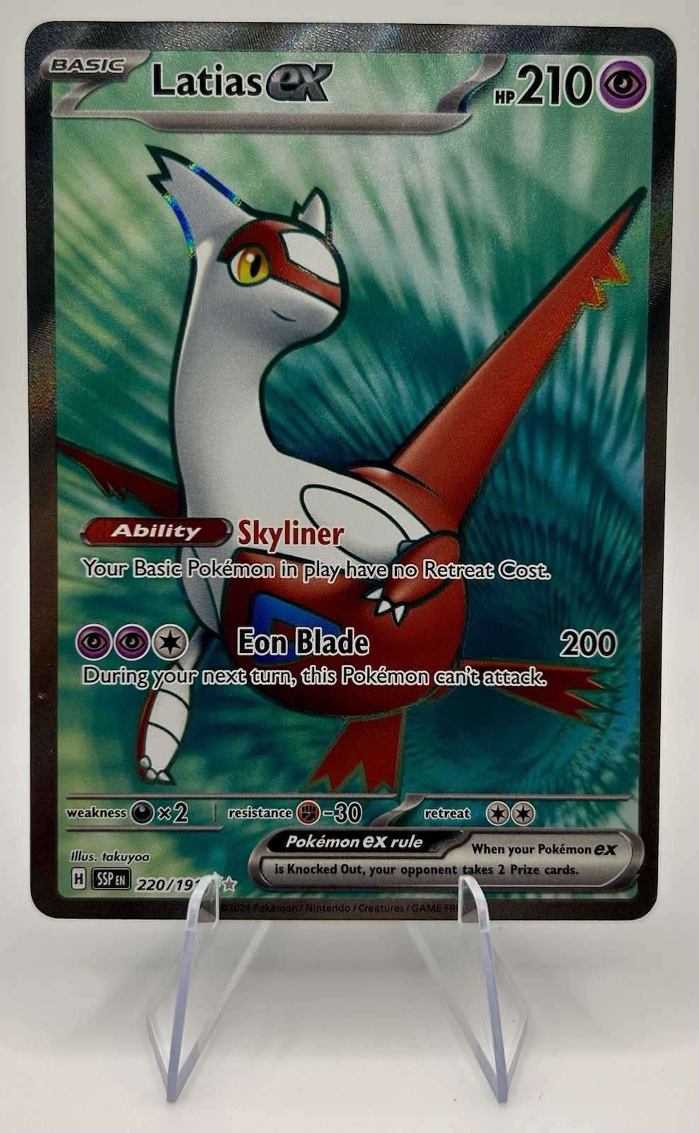 2024 Pokemon Surging Sparks LATIAS EX - Full Art Holo Rare Card #220/191