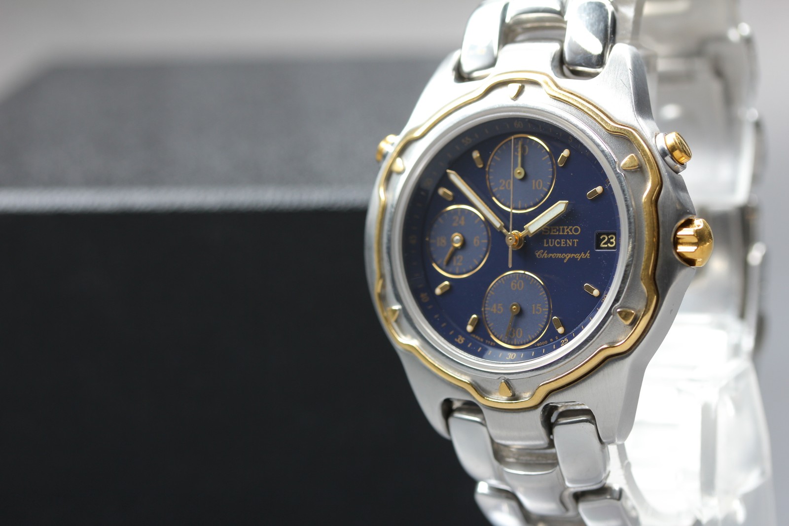 Vintage 1994 N MINT Quartz Seiko Lucent 7T27-6000 Chronograph Men\'s JAPAN