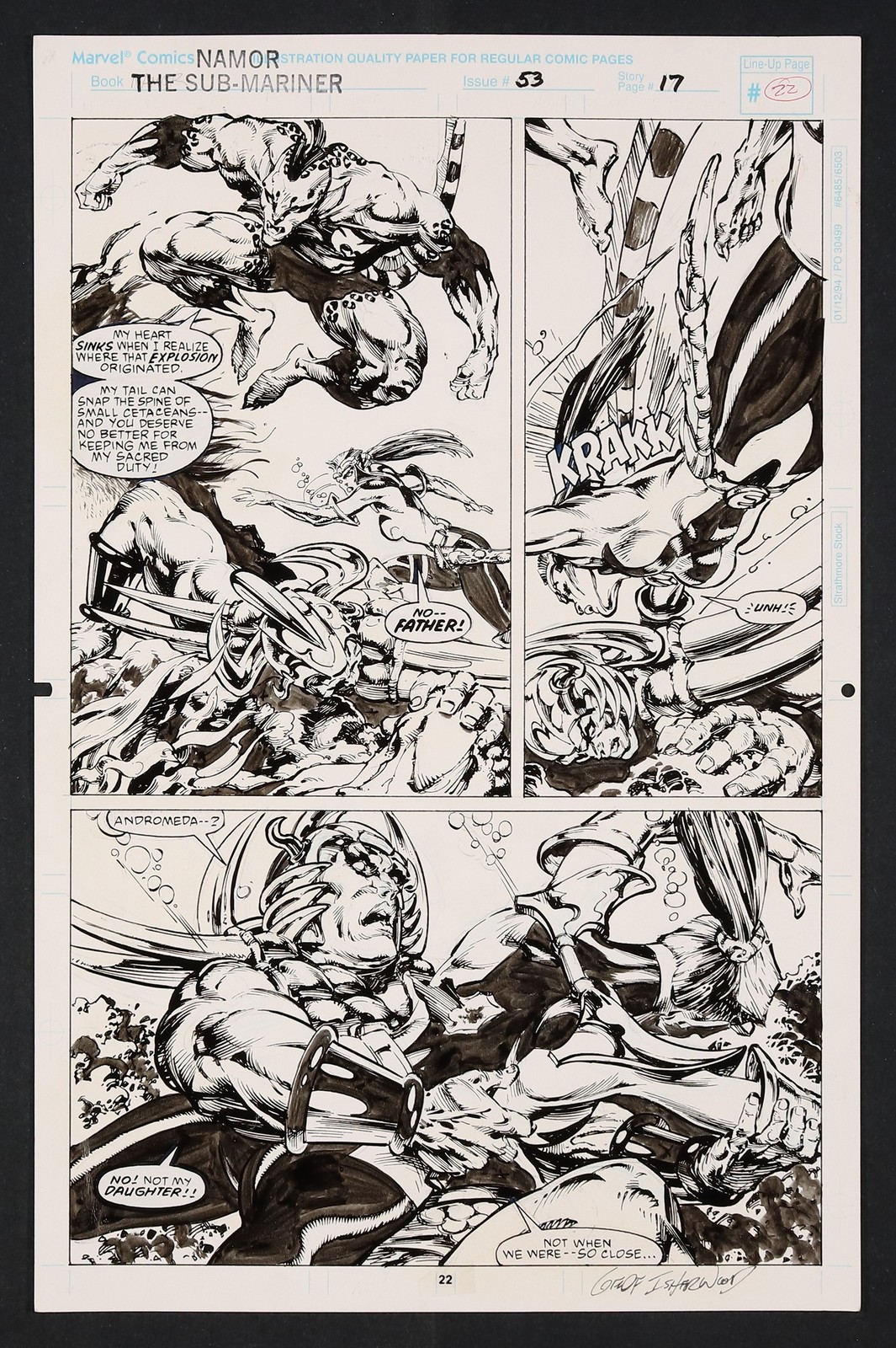 Original Art from Namor Sub-Mariner #53 Page 22 Pencils Inks by Geof Isherwood