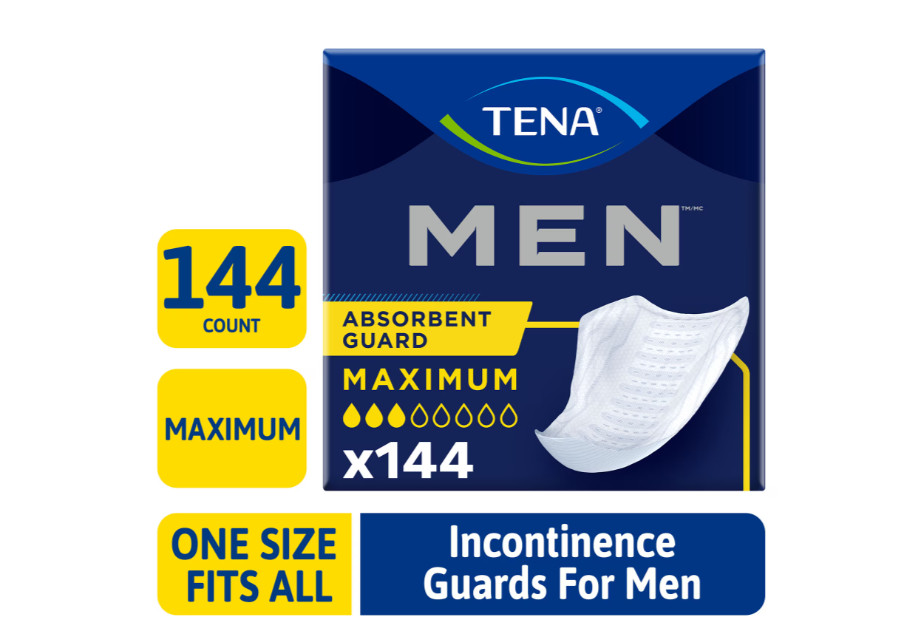 TENA Men Incontinence Guards Maximum Absorbency Men\'s Pads 144 Count 