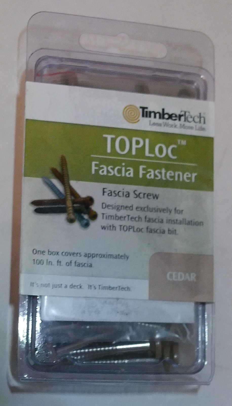 TimberTech AZEK TOPLoc Color: Cedar 100CT Stainless Fascia Fastener New