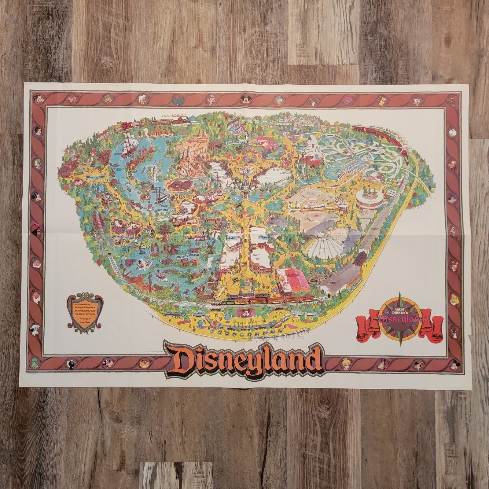 Vintage 1987 Walt Disney Disneyland Large Wall Map 30 Vintage 1987 Walt Disney Disneyland Large Wall Map 30