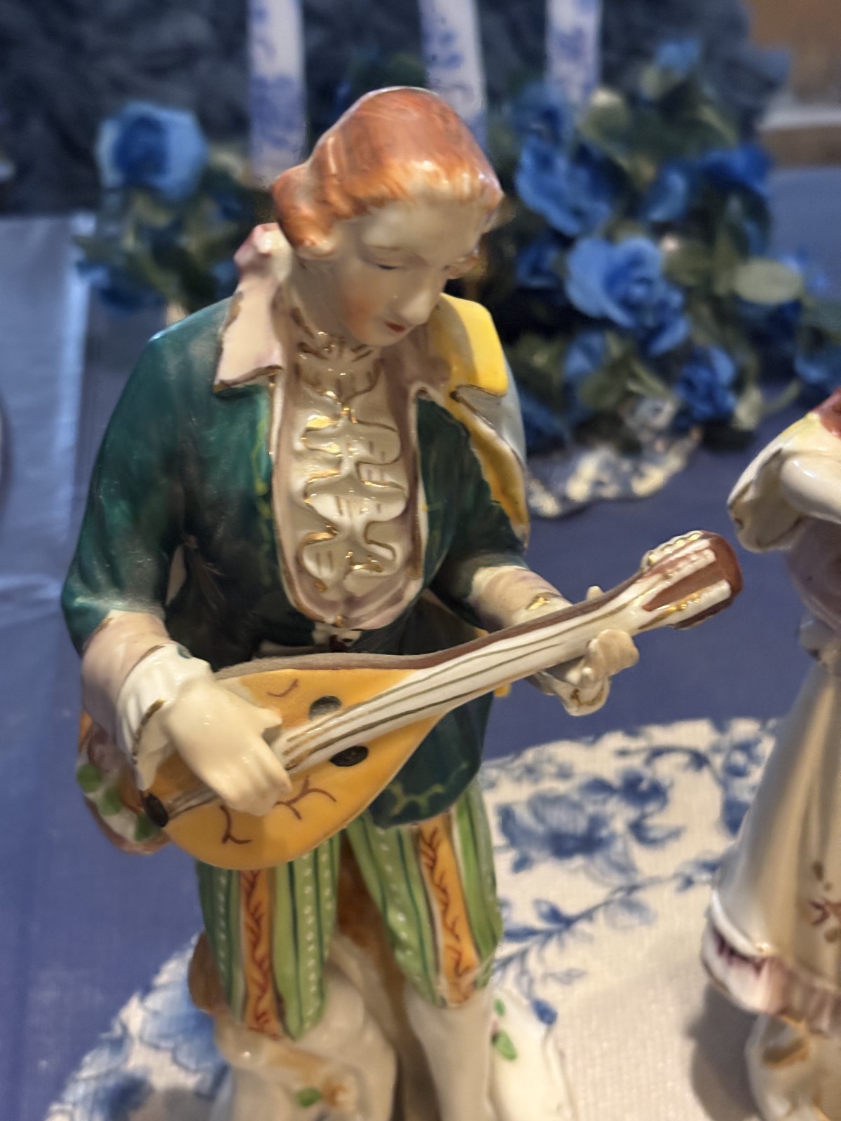 2 Vintage Occupied Japan Victorian Figurines 10.5 INCH Man & Woman w/ lute 2 Vintage Occupied Japan Victorian Figurines 10.5 INCH Man & Woman w/ lute