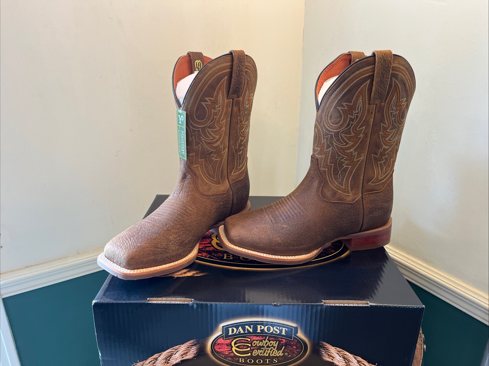 Men’s Dan Post Boots Brigston Embroidered Square Toe Cowboy Boot, 11.0 EW DP5171