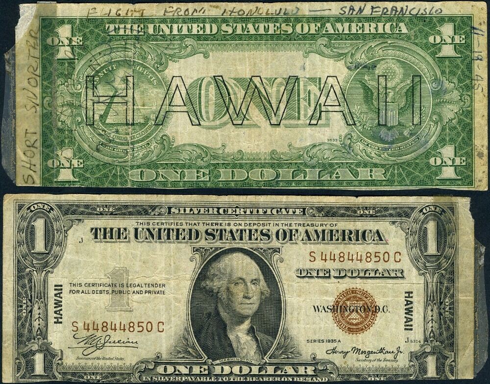 FR. 2300 $1 1935-A Hawaii Note Short Snorter Fine+