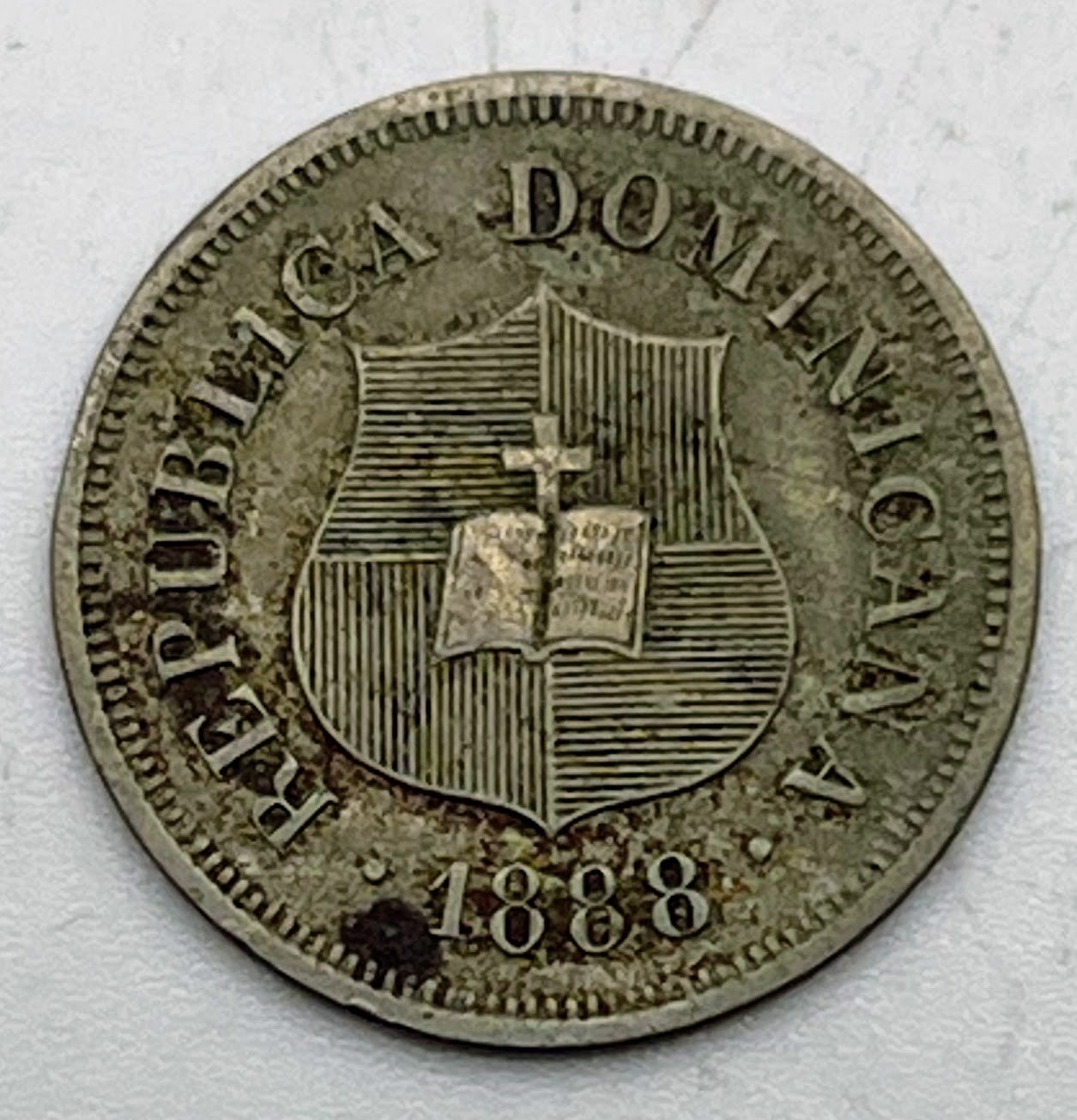 1888 A Dominican Republic 1 1/4 Centavos KM-6 Scarce XF Extra Fine 500K Mint