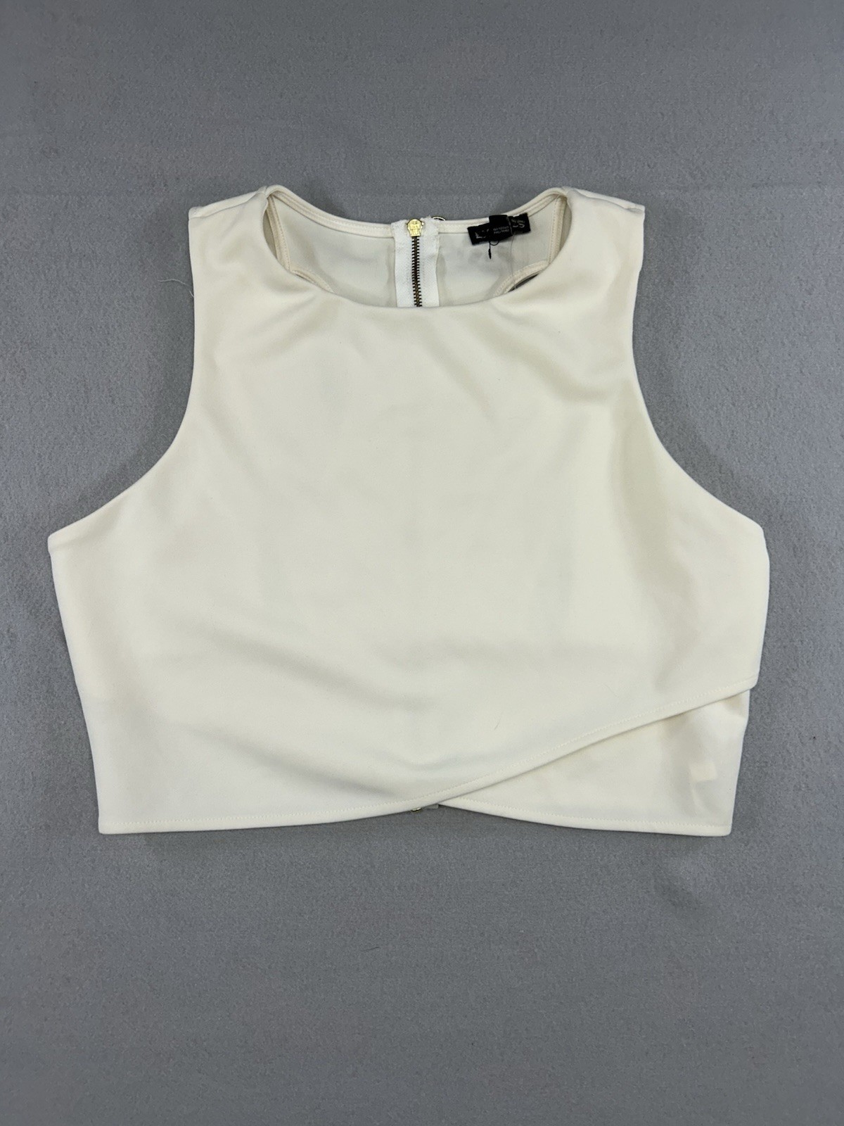 NWT*EXPRESS* Ivory Sleeveless Cutout Zip Back Crop Top - Sz M Sexy Sleek