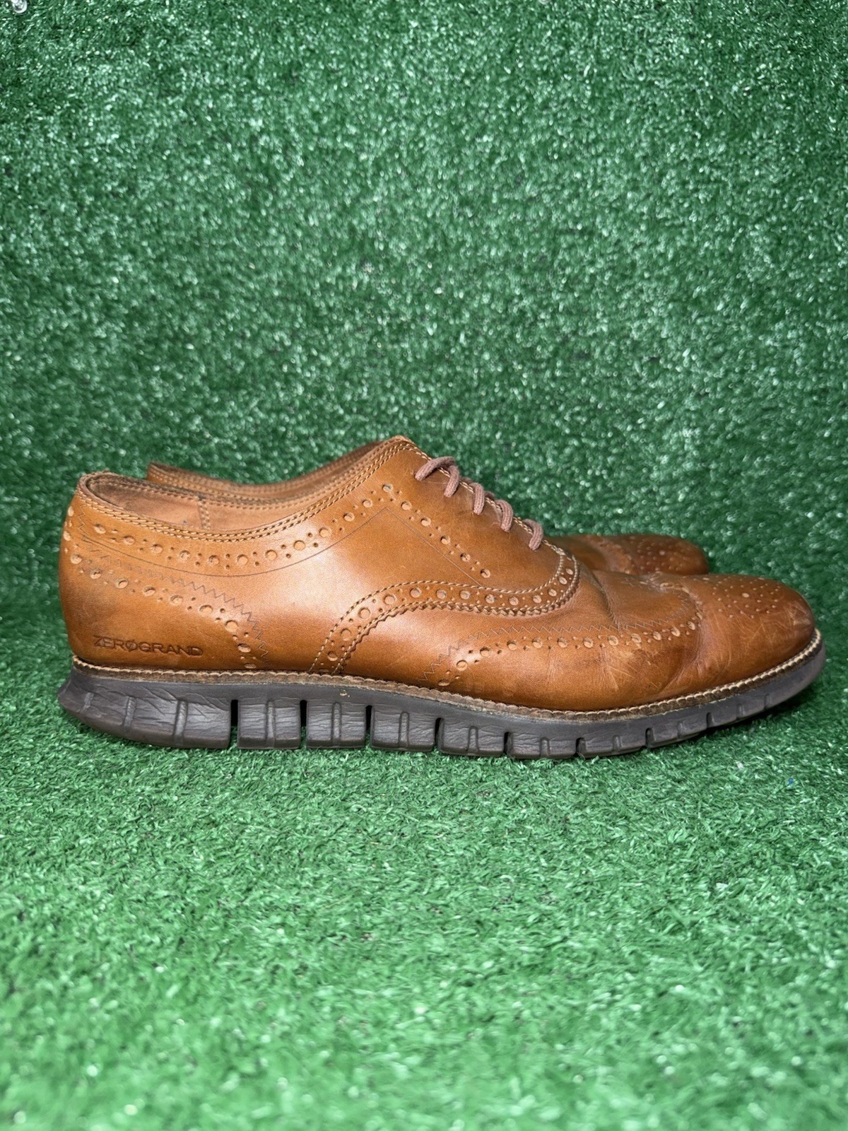 Cole Haan Mens Size 12 Zerogrand Brown Leather Wingtip LaceUp Oxford Shoe C29411