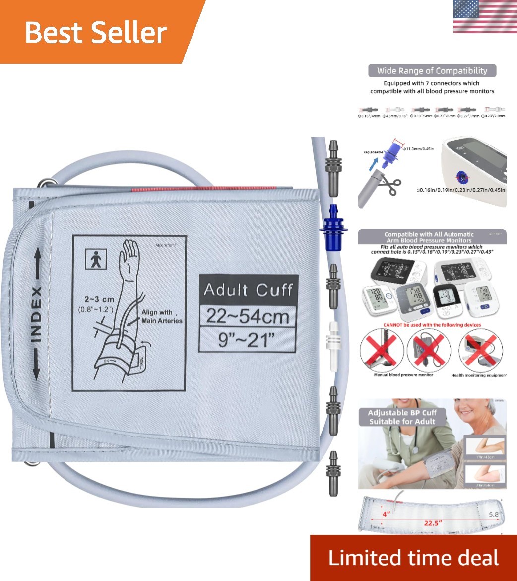Extra Large Blood Pressure Cuff 9”-21” Compatible with Top Brands & 7 Connectors