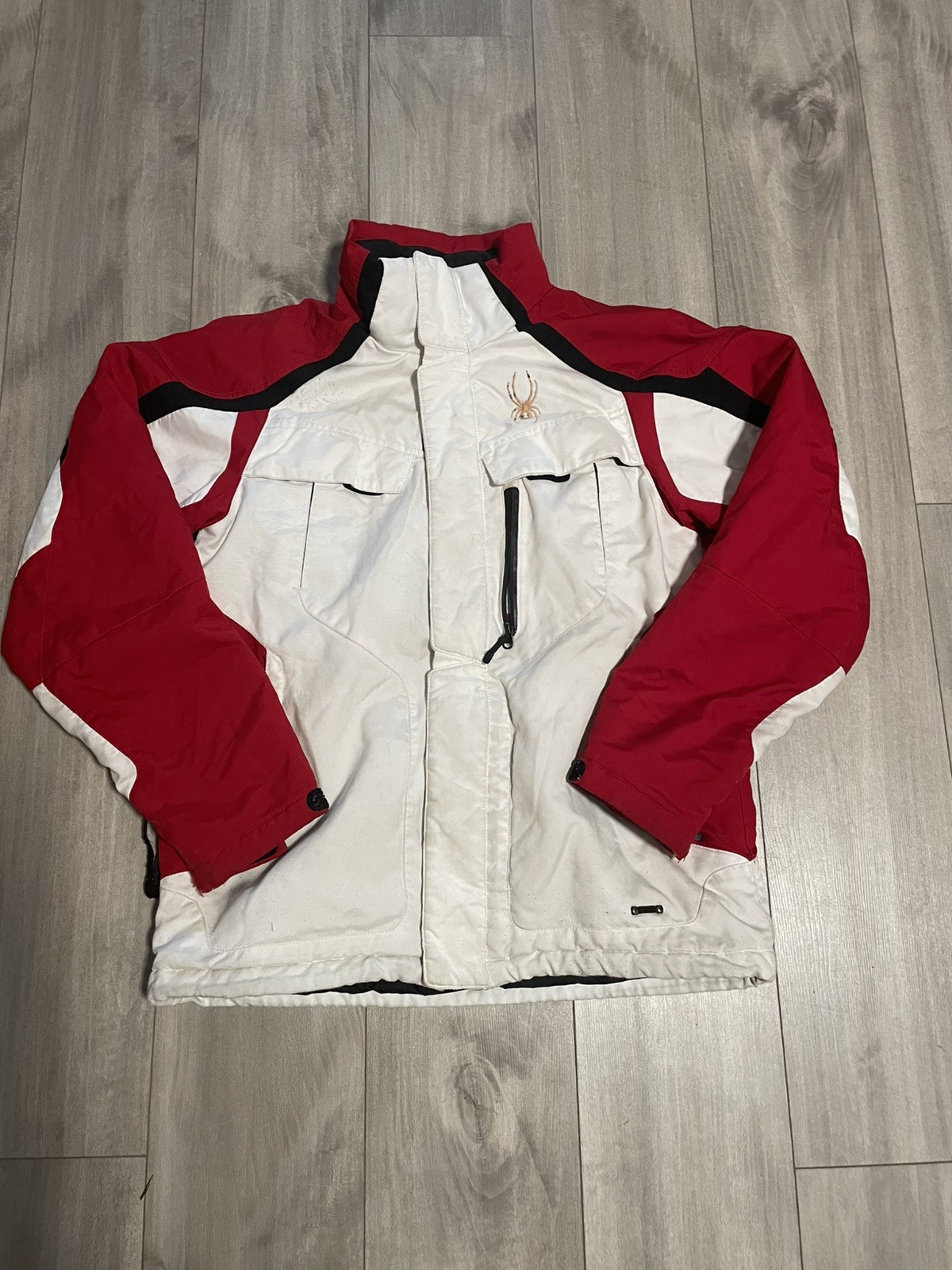 Vintage Spyder Ski Jacket Men Medium Y2K White Red Black Snowboard Winter