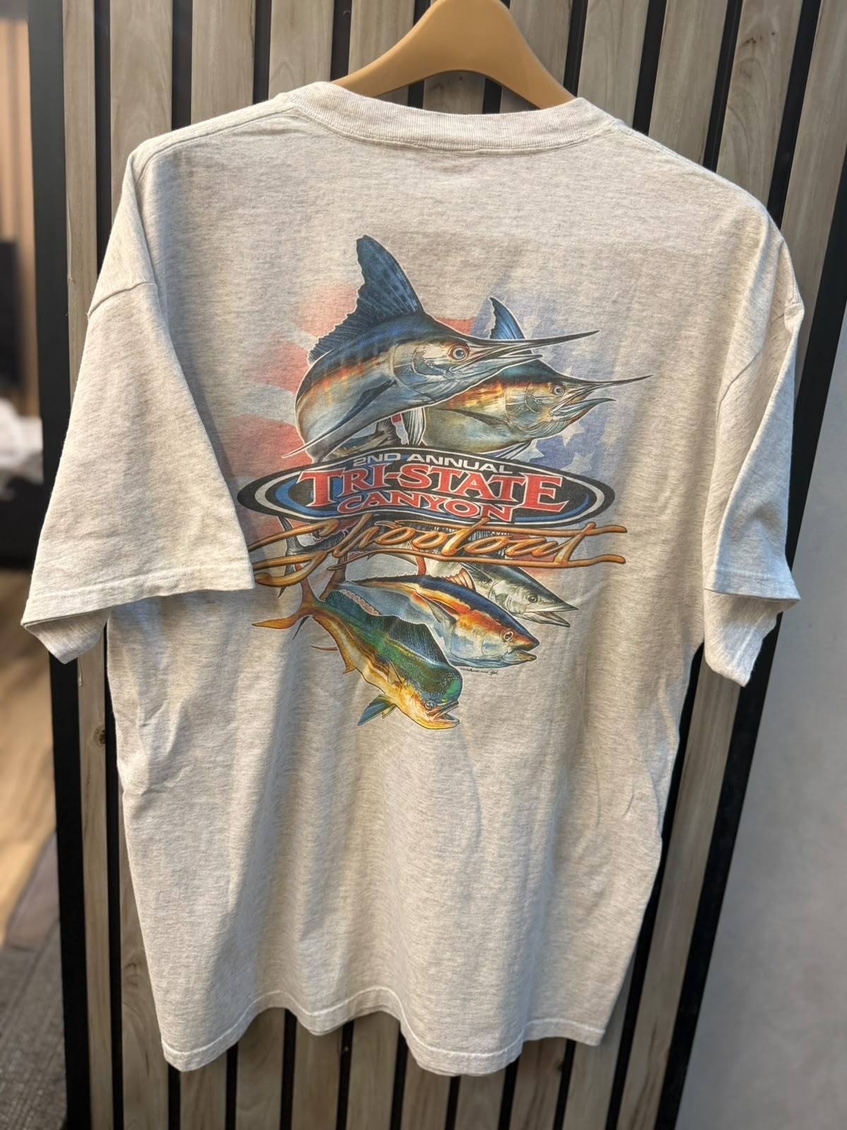 Vintage 2003 Tri-State Canyon Shootout Fishing T-Shirt AARD AllTUF XL Sailfish