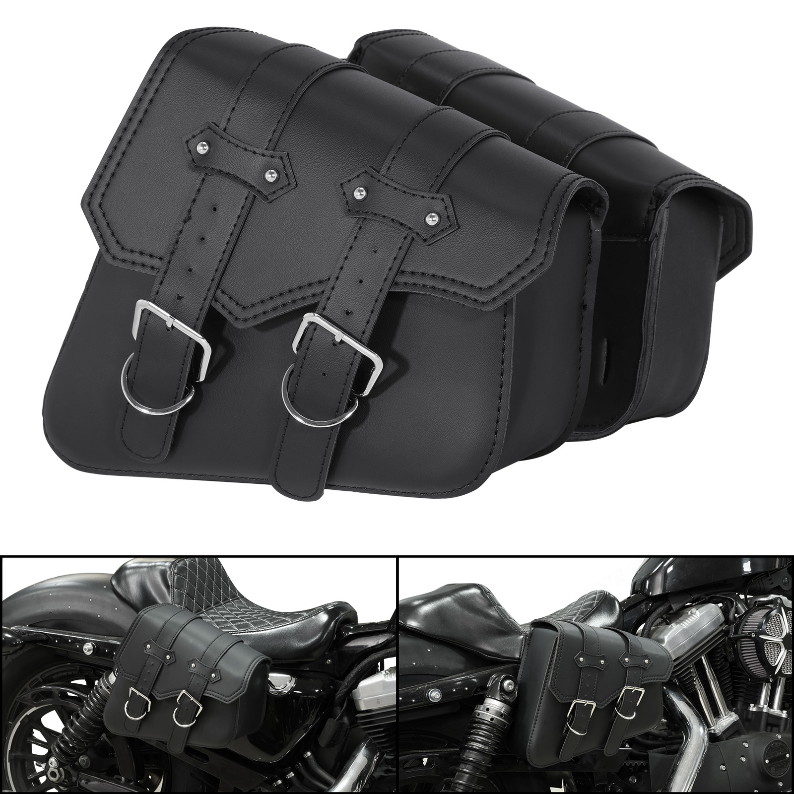 Black Saddlebags Side Luggage Saddle Bags Fit For Harley Sportster XL 883 1200