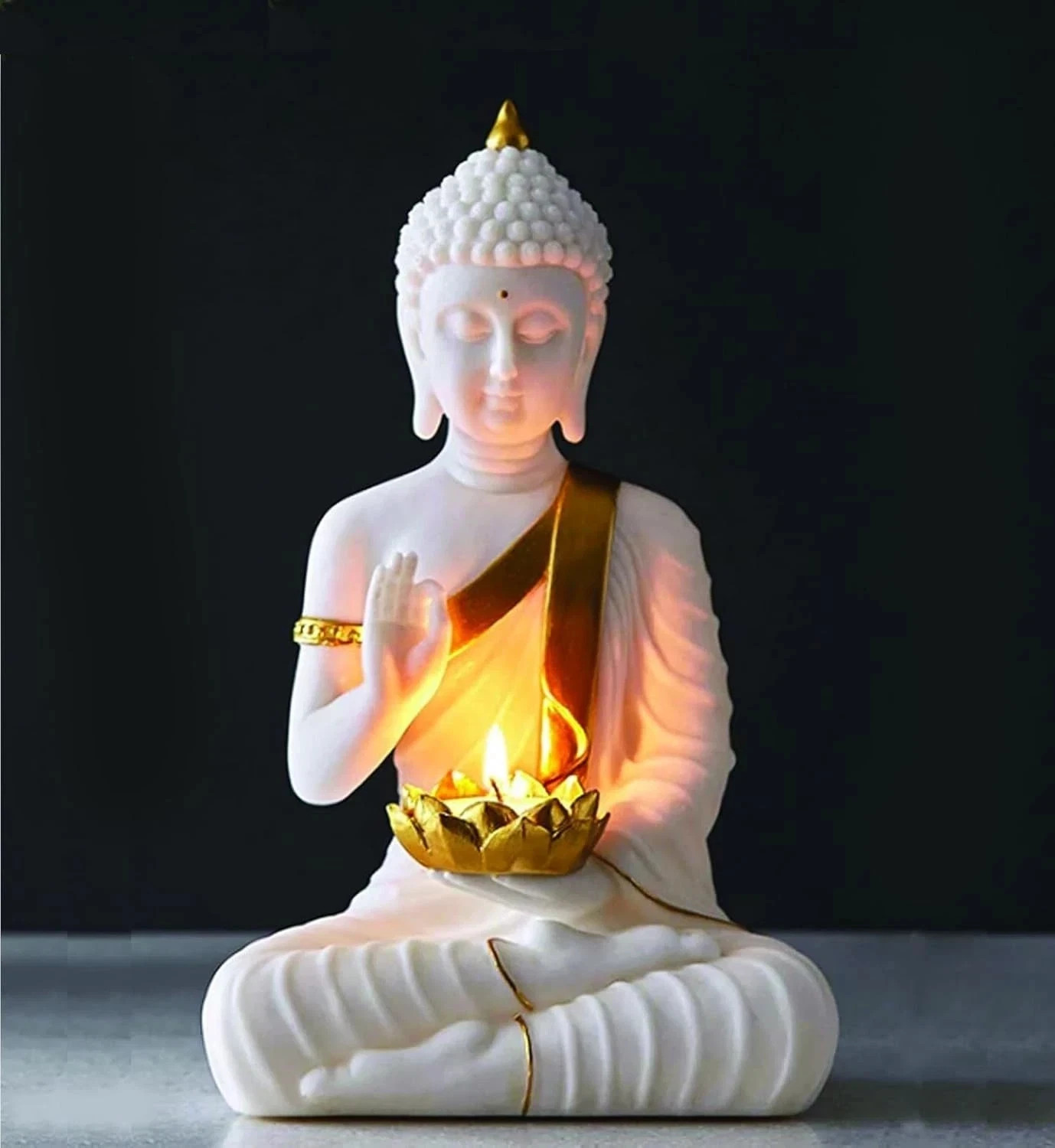Buddha Statue Large Outdoor Garden Happy Antique Thai Zen Stone Sitting New Gift