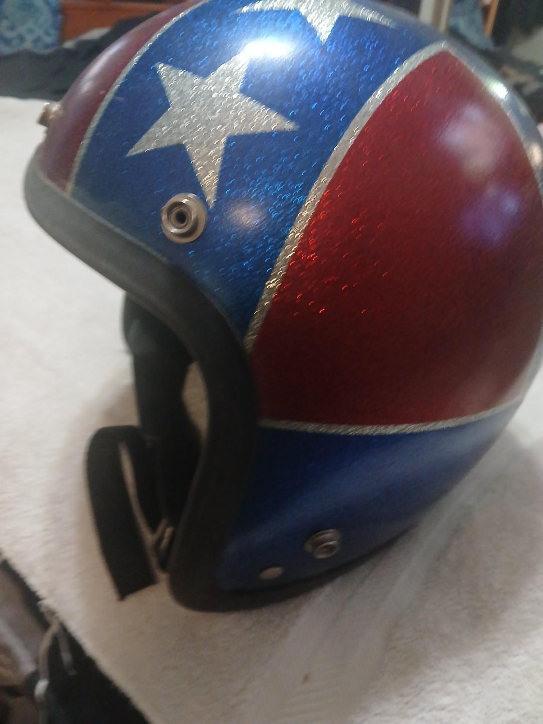 VINTAGE  STARS & BARS MOTORCYCLE  HELMET  VHTF   METALFLAKE