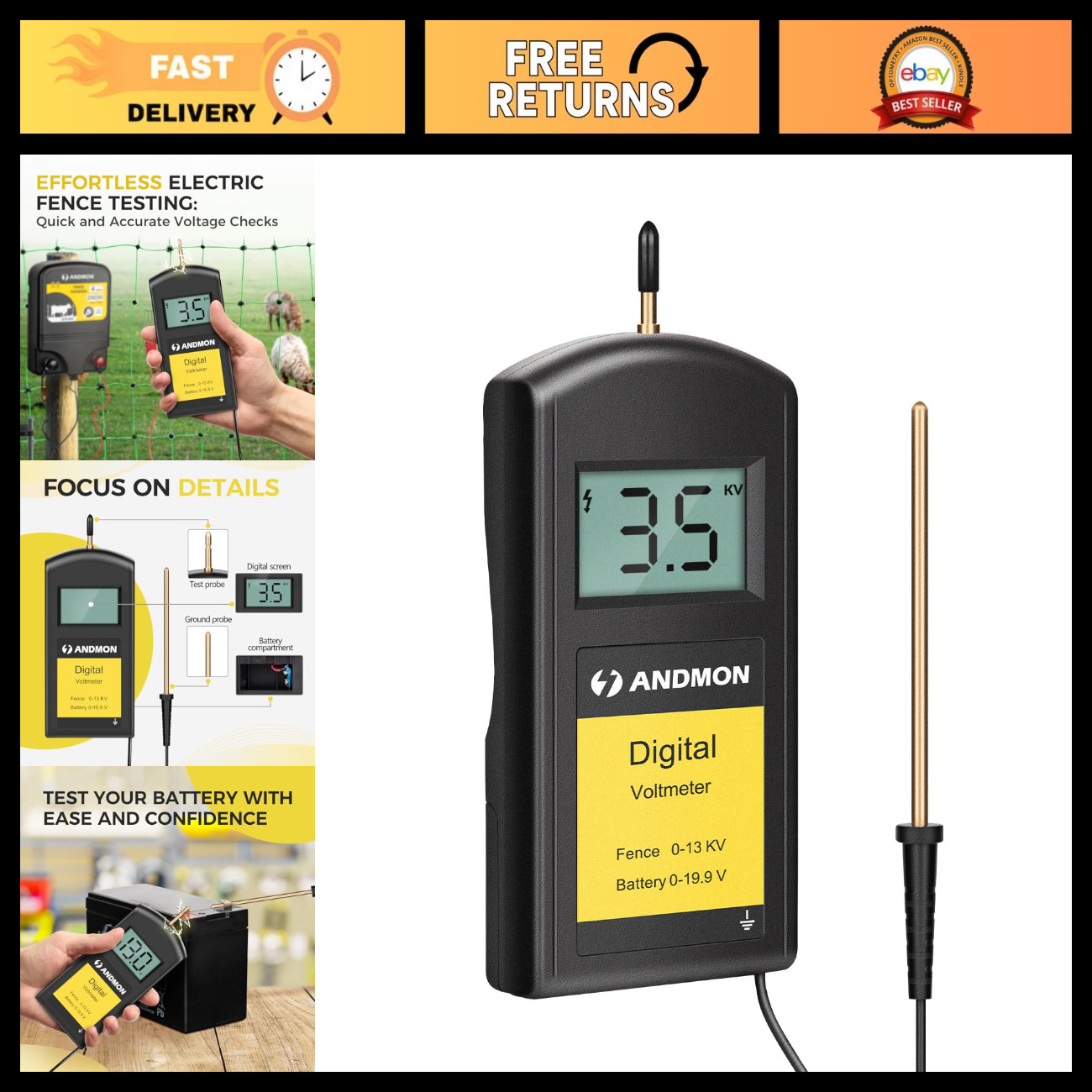 Digital Electric Fence Tester with LCD Display, Accurate 0-13000V Voltage Testin Digital Electric Fence Tester with LCD Display, Accurate 0-13000V Voltage Testin