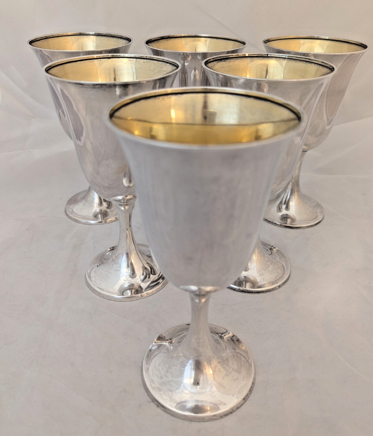 (6) 1929 Gorham Sterling Silver Wine / Water Goblets No Mono 882g #A1693 Puritan (6) 1929 Gorham Sterling Silver Wine / Water Goblets No Mono 882g #A1693 Puritan